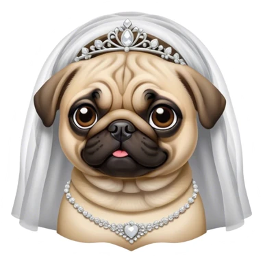 pug who is a bride sticker