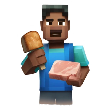 Minecraft Steve eating pork chops  sticker