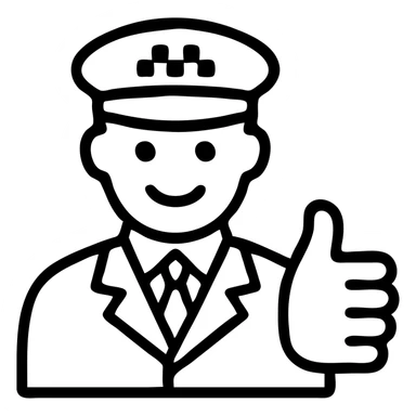 a friendly cabbie giving a thumbs up, outlined style sticker