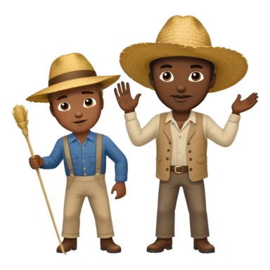 white farmer whipping black man with straw hat sticker