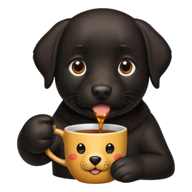 Cup of Tea cake black Labrador  sticker
