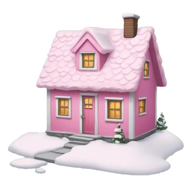 Pink cottage in wintertime  sticker
