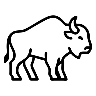 buffalo, modern icon style, simple and bold, minimal color, clear outline, suitable for app icon sticker