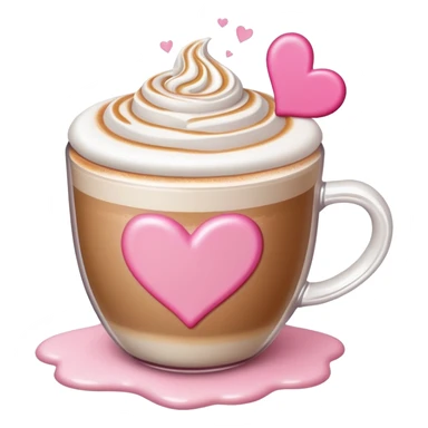 latte with pink accents and hearts sticker