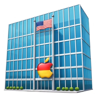 building with a flag on top, apple emoji style, company headquarters sticker