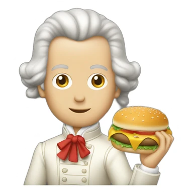 Mozart eating a hamburger sticker