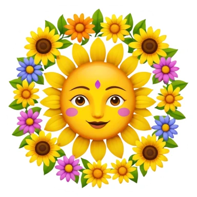 Logo of Madhu Gupta written on the sun surrounded by flowers sticker