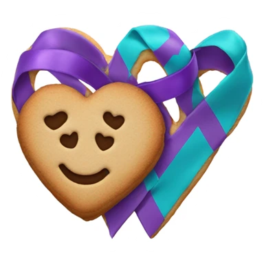 Purple teal Suicide awareness ribbon, heart cookie sticker