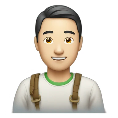 Chinese man take picture sticker