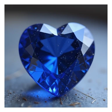 photorealistic sapphire gemstone heart with sparkles and faceted texture sticker