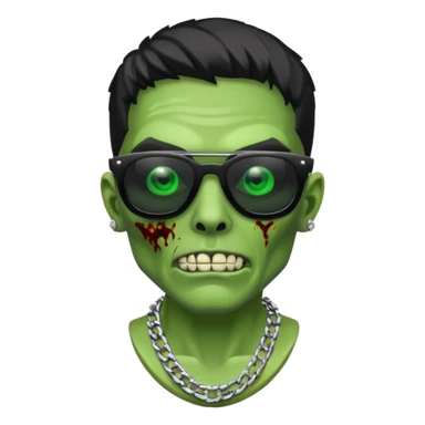 Zombie verde con lentes negros de sol y cadena de diamantes  sticker