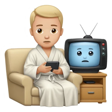 bored man watching television
 sticker