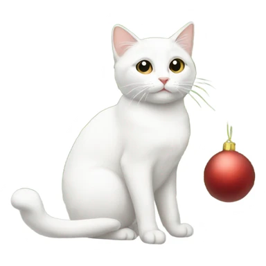 white cat christmas sticker