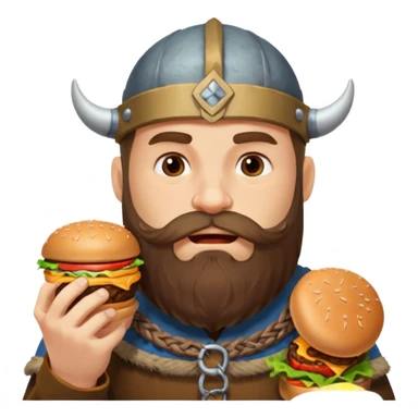 viking eating burger sticker