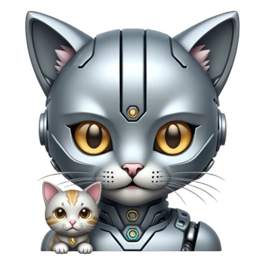 Cyborg with tiny cat sticker