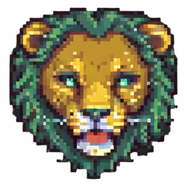 crying lion pixel art style sticker
