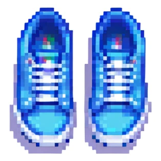 Change the sneakers to blue color, keep pixel art style and transparent background. sticker