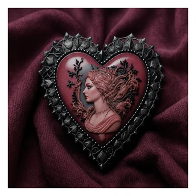 gothic heart with a black lace cameo, professional photography style sticker