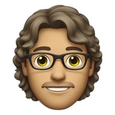 male graphic designer with glasses and green eyes, brown and semi-wavy hair sticker