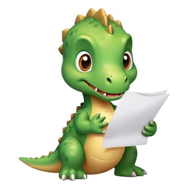 baby dinosaur with papers sticker