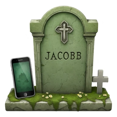 grave with name Jacob with phone and ;stop on it sticker
