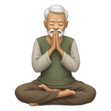 old man with paghadi doing namaste sticker