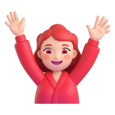 cartoon emoji of someone looking extremely flustered and excited, cheeks red, sparkling eyes, big smile, hands up sticker