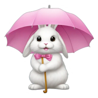 fluffy-rabbit-with-a-pink-umbrella sticker