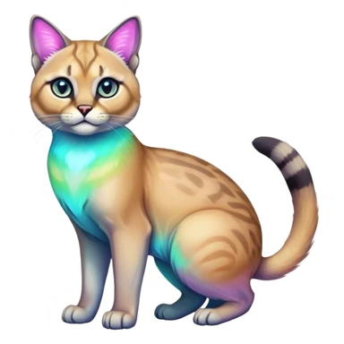 Colorful Neon exotic iridescent tropical shiny Fantasy-Siamese-Bobcat-Caracal-Scottish-Fold-feline-Fakémon-feline-hybrid (full body) sticker