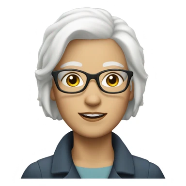 a white woman with short white hair and glasses sticker