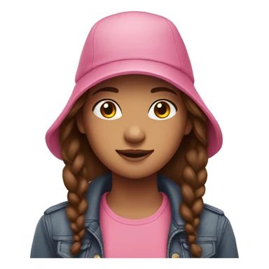 Girl with brown hair wearing a pink hat sticker