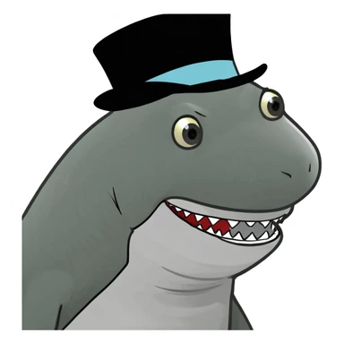 Shark with a top hat sticker