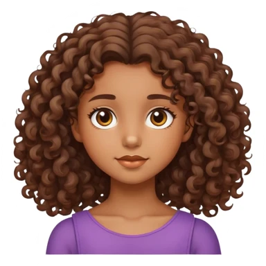 garota morena de cabelo cacheado na altura dos ombros, rosto adorável  sticker