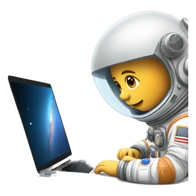 astronaut boy coding on the macbook sticker