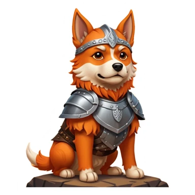 valorous Viking dog in Valhalla, detailed armor, heroic pose, glowing sky sticker
