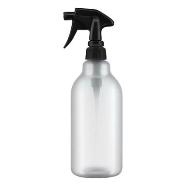 A close-up of a transparent plastic spray bottle with a distinct white trigger handle and a long, thin stainless steel nozzle (about 5 inches in length) protruding from the front, designed for precise spraying. sticker