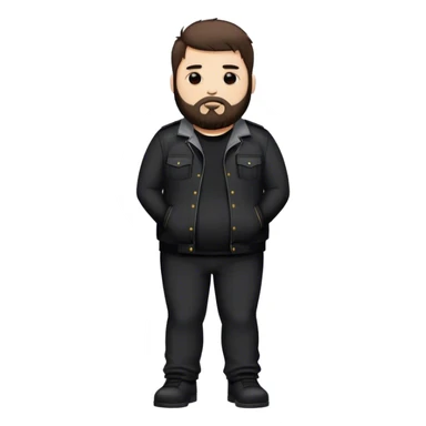 fat emo man with dark brown hair beard emo outfit standing  sticker
