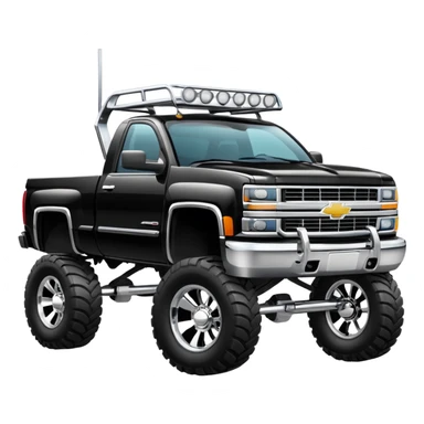 Chevy truck, lifted, shiny chrome details sticker