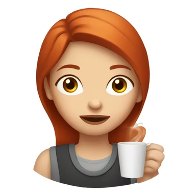 Red hair girl drinking coffee  sticker