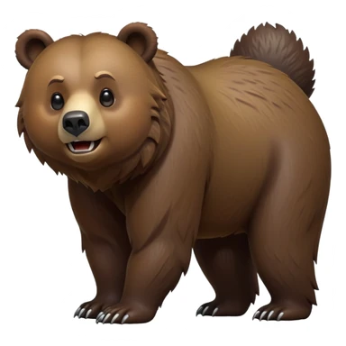 cinematic-[grizzly bear]-realistic-full-body-standing on all fours-emoji,-tail-tucked-close,-head-tilted-dramatically,-thick-[dark brown]-fur,-simplified-yet-realistic-focused-features,-highly-detailed,-glowing-with-an-almost-sarcastic-glow sticker