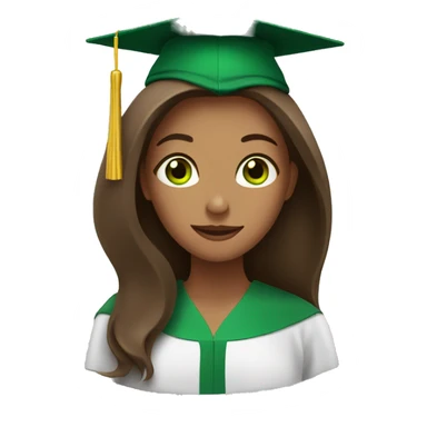 Long brown hair woman with graduation hat and green eyes sticker