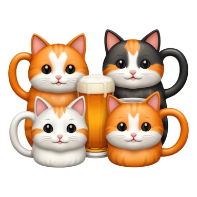 four happy cats drinking beers together with mugs sticker
