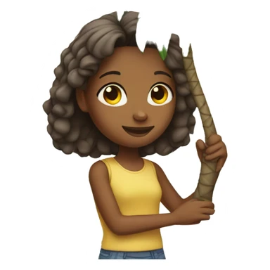 Girl carrying a small palm tree sticker