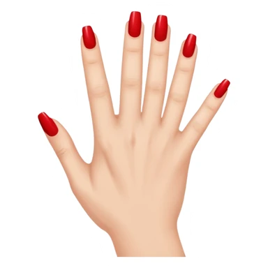 A woman's hand with red nail polish sticker