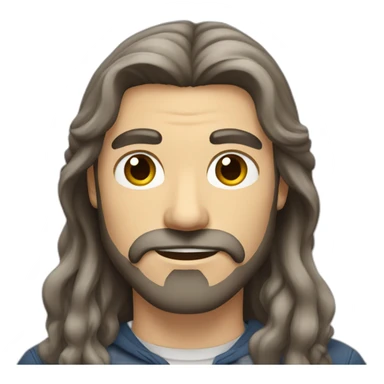 long-haired man with brown hair and mustache and beard, gray eyes sticker