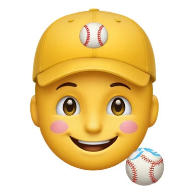 winking emoji with a baseball cap, playful and modern sticker