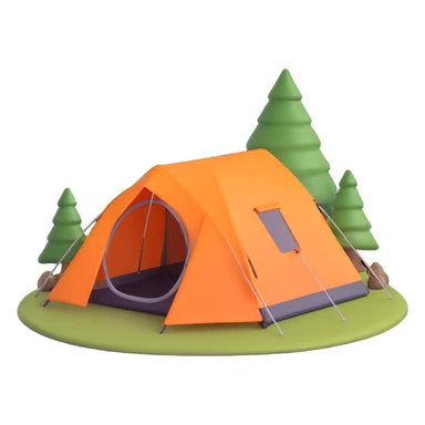 white and green camping tent sticker