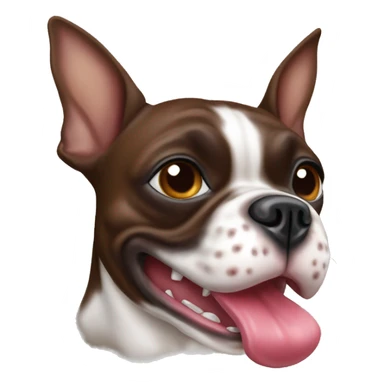 Brown Boston terrier toy in mouth sticker