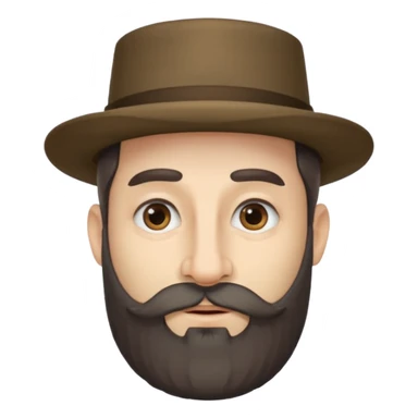 A man with payos hairstyle and a jewish hat with a very large nose and a beard sticker