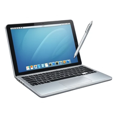 digital drawing laptop with a stylus resting on top sticker